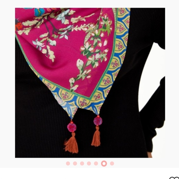 ๐๐ Vismaya Collection Scarf in Hot Pink Collage Of Pinks With Tassels - Picture 7 of 10